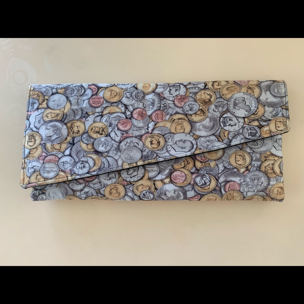 Beautiful handmade “COINS” clutch